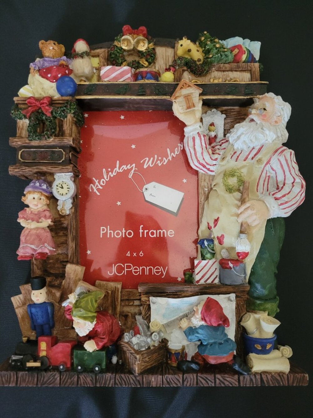 Vintage Collector's Edition Santa's Workshop Holiday Wishes Photo Frame